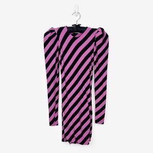 Nadia Tarr Striped Mini Dress Small Purple Bodycon Glam Indie Sleaze Edgy Party